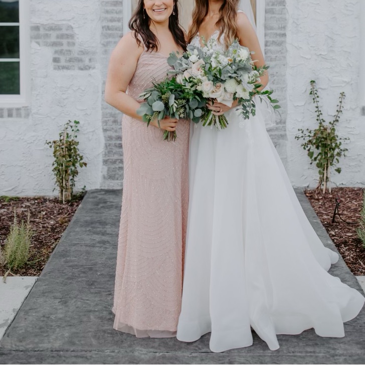 Adrianna Papell Blush Art Deco Gown